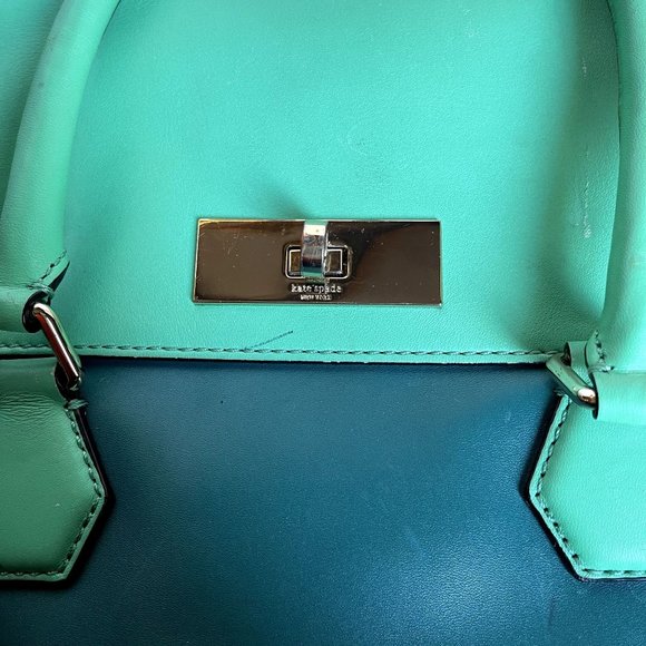 Kate Spade colorblock emerald satchel Catherine Street Joanie green leather cros - Picture 3 of 10